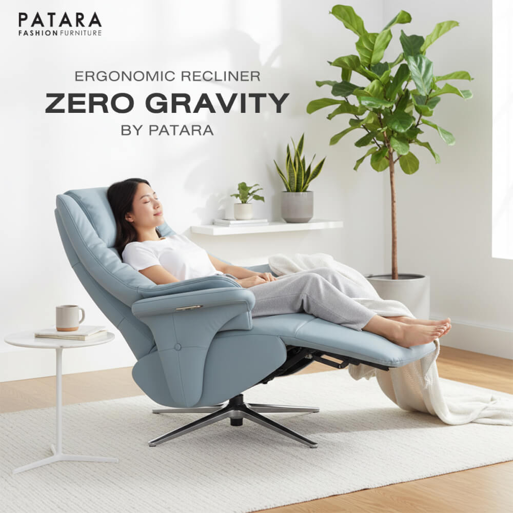 โซฟาปรับไฟฟ้าหนังแท้ PATARA รุ่น ZERO สีฟ้า